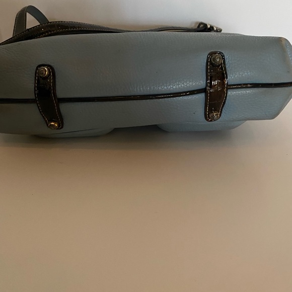 Powder Blue Brighton purse w/brown patent trim. - Picture 7 of 14